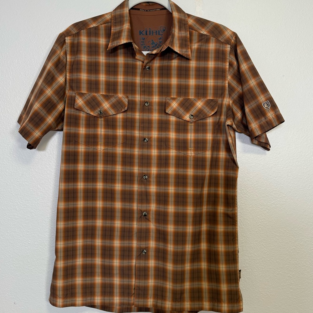 Kuhl Brown Plaid Pearl Snap Button‎ Shirt Men’s Sz S